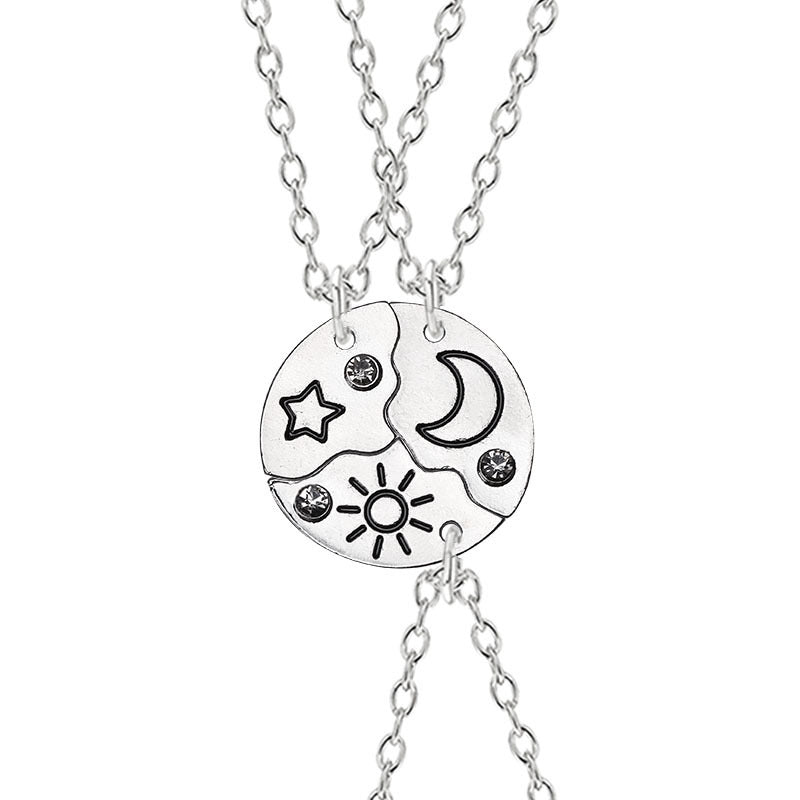 Wholesale Sun, Moon and Stars Stitching Good Friends Diamond Necklace